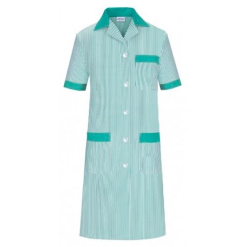 Bata señora manga corta de rayas verde