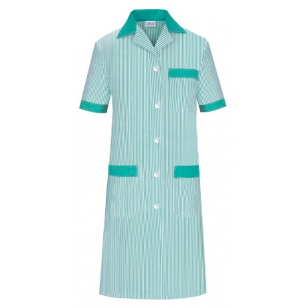 Bata señora manga corta de rayas verde