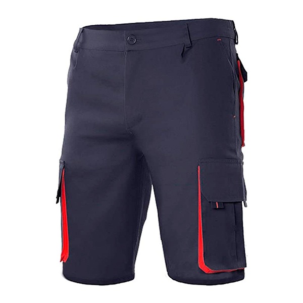 Bermudas multibolsillos con refuerzos azul-rojo