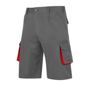 Bermudas multibolsillos con refuerzos gris-rojo