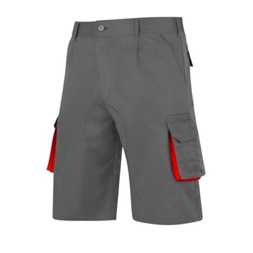 Bermudas multibolsillos con refuerzos gris-rojo