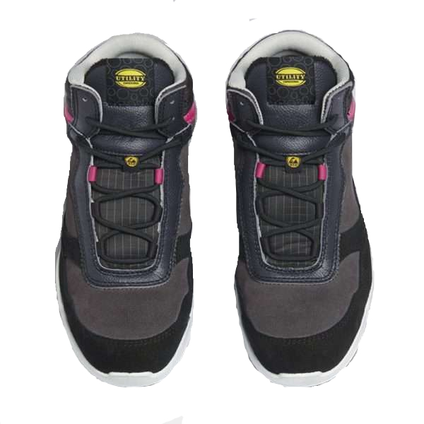 Calzado de seguridad para mujer Diadora ATHENA MID S3L FO SR ESD hierro y rojo frambuesa