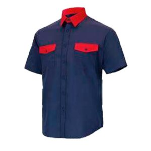 Camisa manga corta 2 bolsillos Cargo Vesin Bicolor azul-rojo