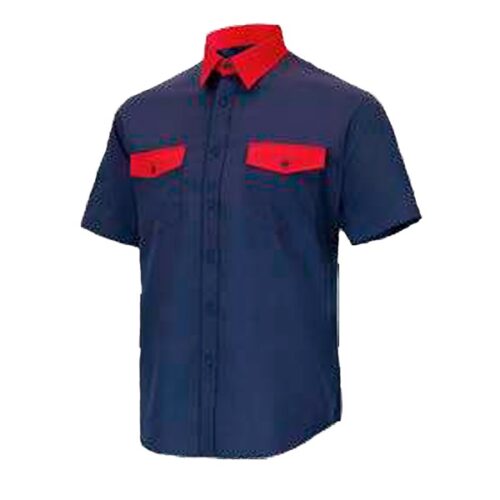 Camisa manga corta 2 bolsillos Cargo Vesin Bicolor azul-rojo