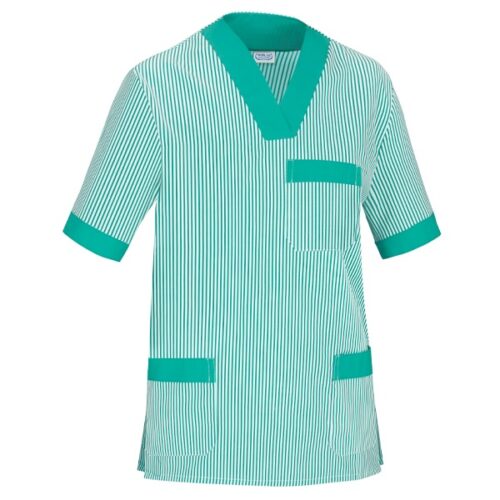 Casaca cuello pico manga corta rayas Vesin verde