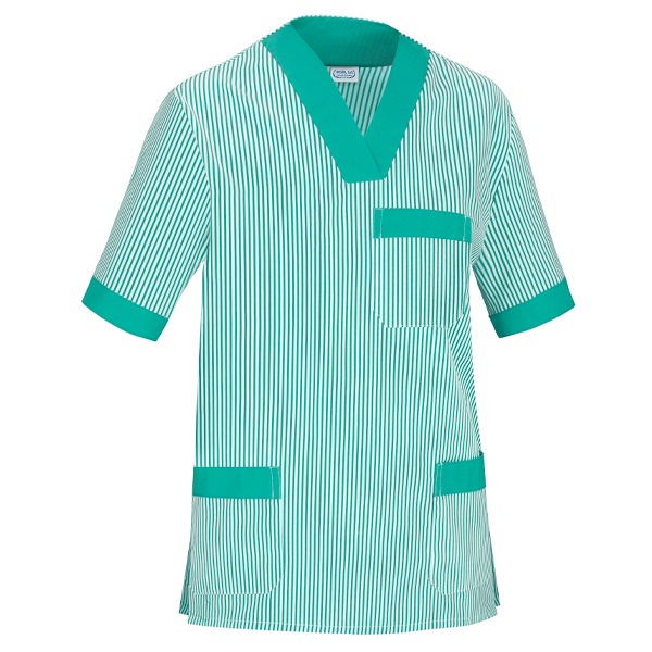 Casaca cuello pico manga corta rayas Vesin verde
