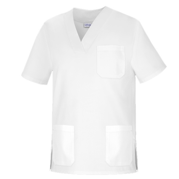 Casaca cuello pico unisex manga corta Vesin blanco