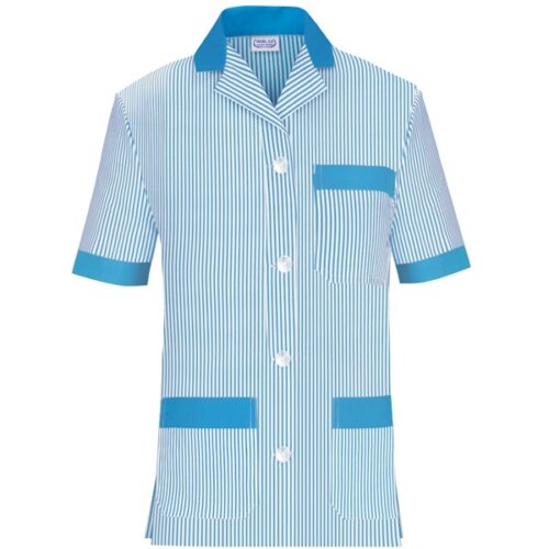 Casaca cuello solapa manga corta rayas Vesin azul