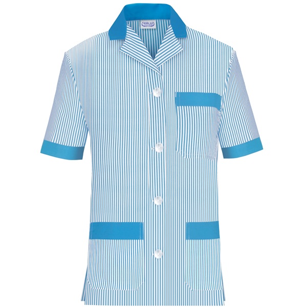 Casaca cuello solapa manga corta rayas Vesin azul