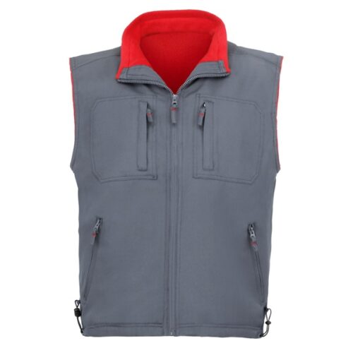 Chaleco 5 bolsillos forro polar Vesin Gris-rojo