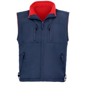 Chaleco 5 bolsillos forro polar Vesin azul-rojo