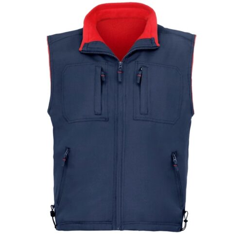 Chaleco 5 bolsillos forro polar Vesin azul-rojo