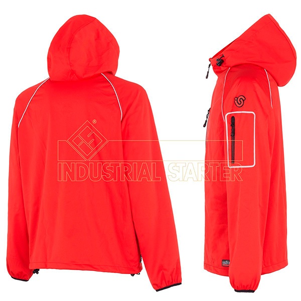 Chaqueta impermeable rojo perfil