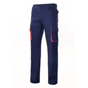 Pantalón multibolsillos con refuerzos azul-naranja
