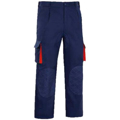 Pantalón multibolsillos con refuerzos cargo Versin azul-rojo