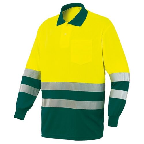 Polo AV bicolor manga larga Starter amarillo-verde