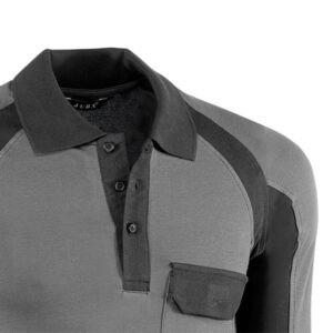 Polo piqué de manga larga Juba 671 FLEX Gris - Negro