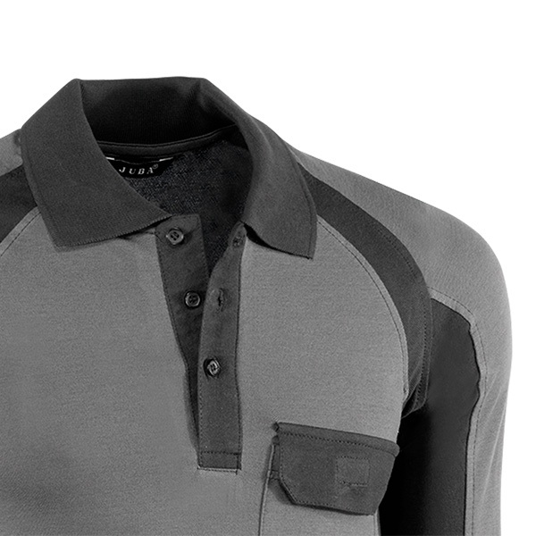 Polo piqué de manga larga Juba 671 FLEX Gris - Negro
