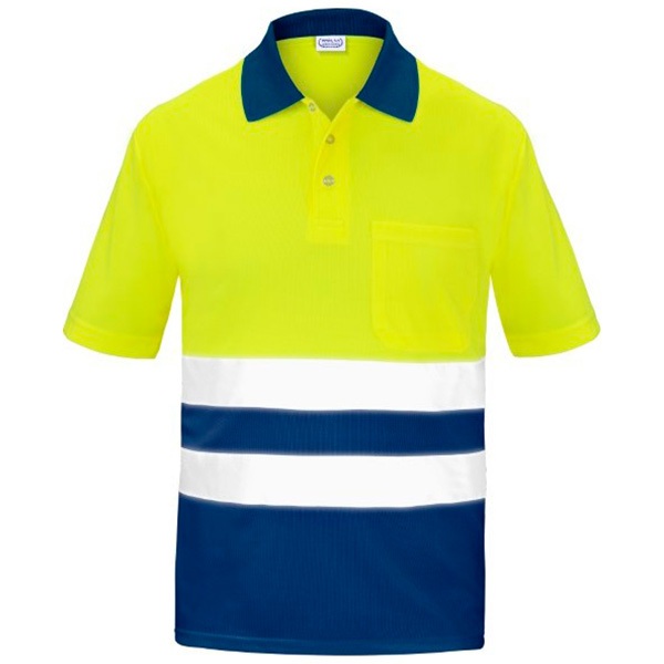 Polo Manga corta con Bolsillo Traspirable Alta Visibilidad Vesin azul