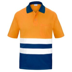 Polo Manga corta con Bolsillo Traspirable Alta Visibilidad Vesin naranja-azul