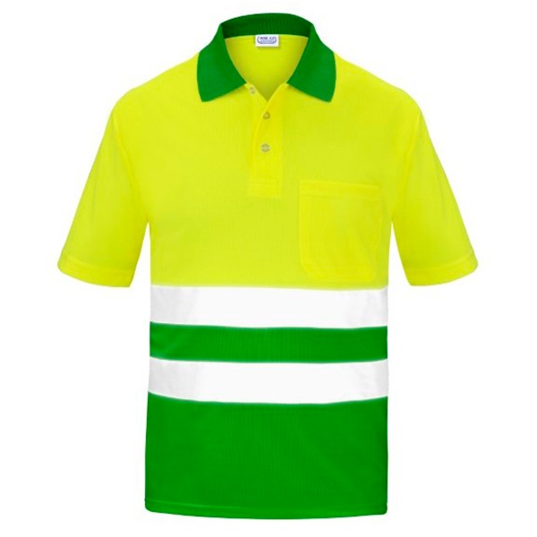 Polo Manga corta con Bolsillo Traspirable Alta Visibilidad Vesin verde