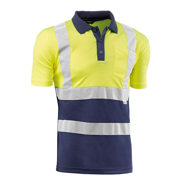 Polo de manga corta Juba HV720BCTAZUL GALES Amarillo Flúor - Azul marino