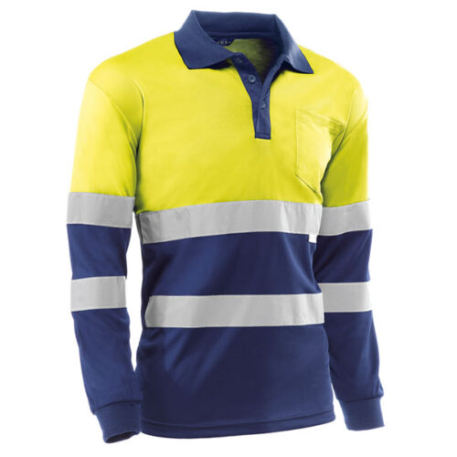 Polo manga larga Juba HV720BCMLAZUL GALES Amarillo Flúor - Azul marino