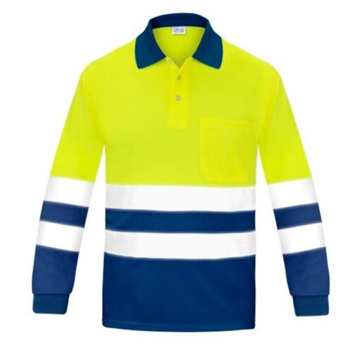Polo manga larga alta visibilidad transpirable Vesin azul