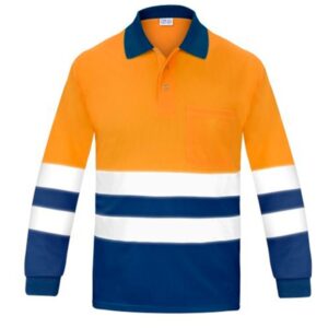 Polo manga larga alta visibilidad transpirable Vesin naranja-azul