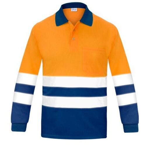 Polo manga larga alta visibilidad transpirable Vesin naranja-azul