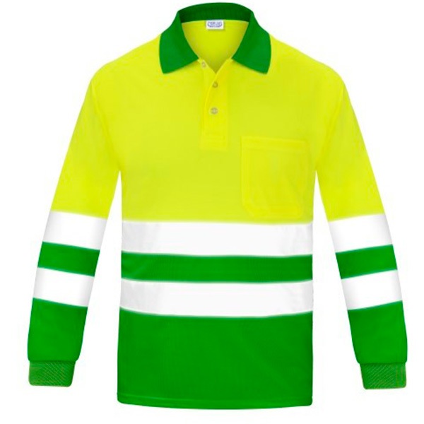 Polo manga larga alta visibilidad transpirable Vesin verde