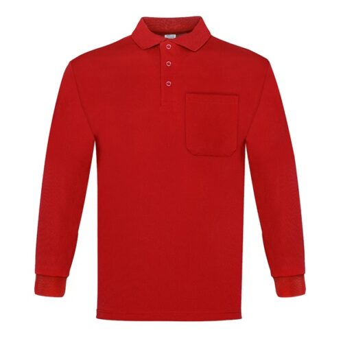 Polo manga larga con bolsillo Vesin rojo