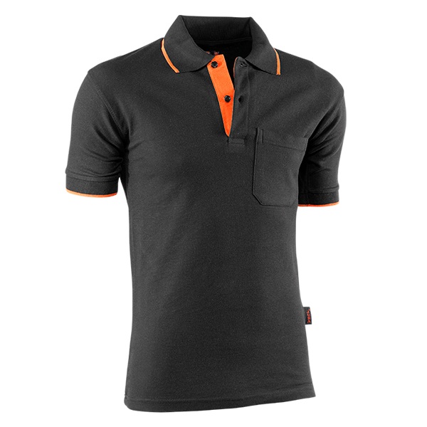 Polo piqué de manga corta Juba 647 TOP RANGE Negro - Naranja