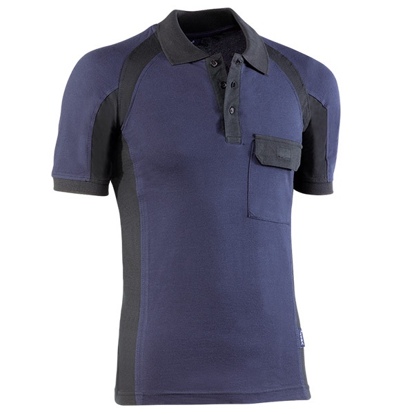 Polo piqué de manga corta Juba 680 Flex Negro - Azul Marino