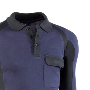 Polo piqué de manga larga Juba 681 FLEX Azul Marino - Negro