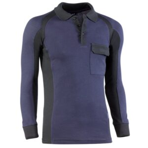 Polo piqué de manga larga Juba 681 FLEX Azul Marino - Negro
