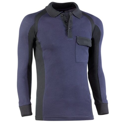 Polo piqué de manga larga Juba 681 FLEX Azul Marino - Negro