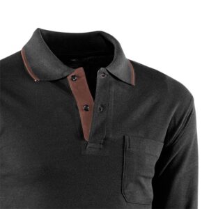 Polo piqué de manga larga Juba 691 FLEX Marrón - Negro