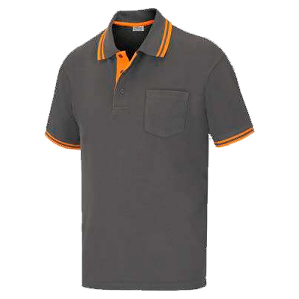Polo pique manga corta y bolsillo vesin gris